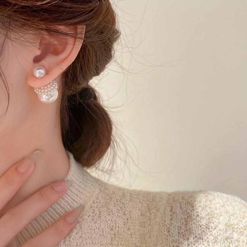 French Retro Pearl Earrings Sweet Temperament High Sense S925 Silvery Needle
