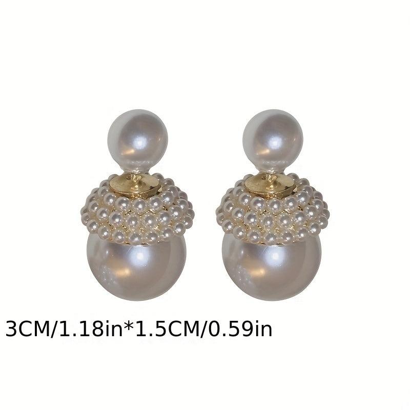 French Retro Pearl Earrings Sweet Temperament High Sense S925 Silvery Needle