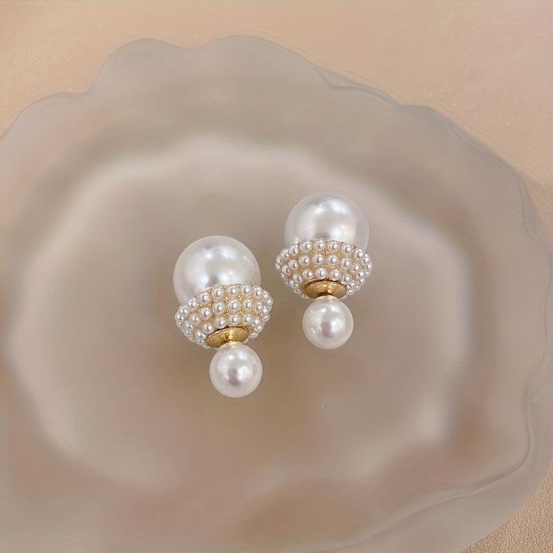 French Retro Pearl Earrings Sweet Temperament High Sense S925 Silvery Needle