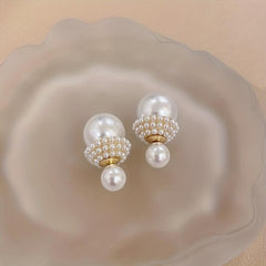 French Retro Pearl Earrings Sweet Temperament High Sense S925 Silvery Needle