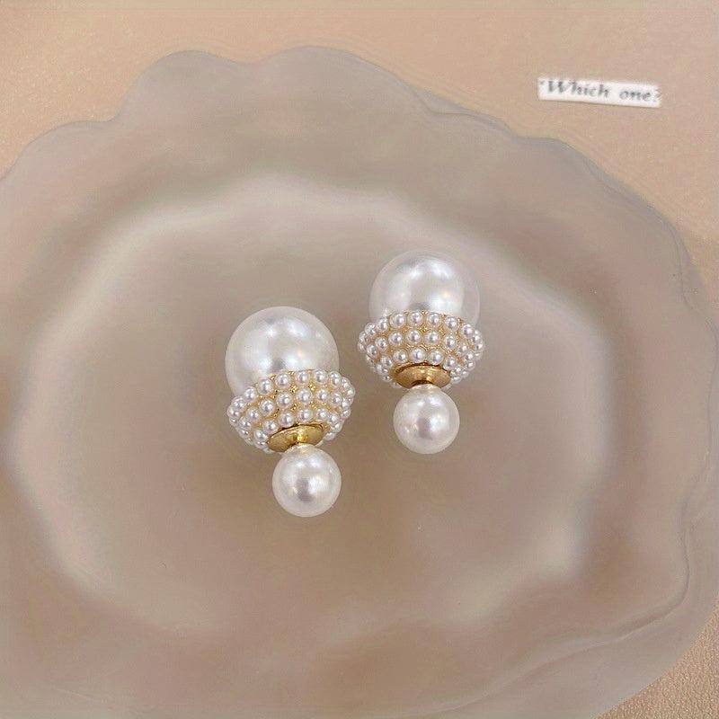 French Retro Pearl Earrings Sweet Temperament High Sense S925 Silvery Needle