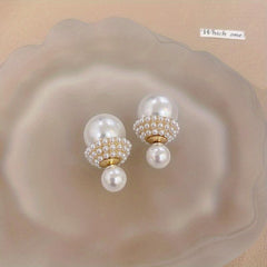 French Retro Pearl Earrings Sweet Temperament High Sense S925 Silvery Needle