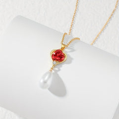 Rose Flower Pendant Necklace Heart Infinity Ring Rose Jewelry