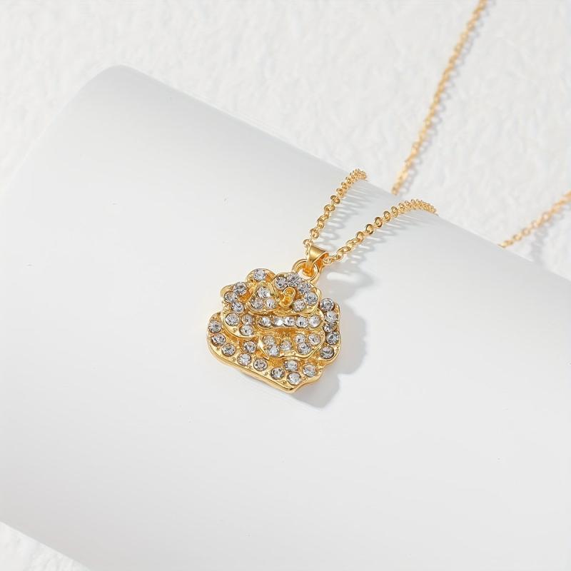 Rose Flower Pendant Necklace Heart Infinity Ring Rose Jewelry