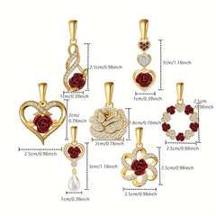 Rose Flower Pendant Necklace Heart Infinity Ring Rose Jewelry