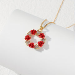 Rose Flower Pendant Necklace Heart Infinity Ring Rose Jewelry