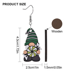 Candy Gnome Santa Wooden Earrings Christmas Holiday Gift Party