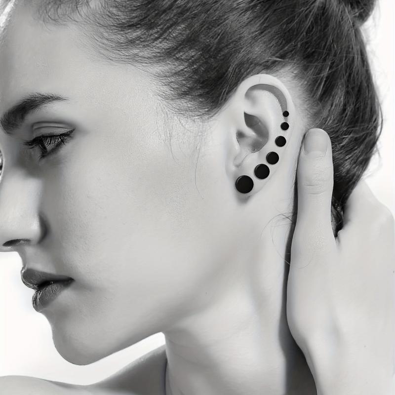 6 Pcs Stainless Steel Round Stud Earrings Set 3 4 5 6 8mm