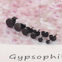 6 Pcs Stainless Steel Round Stud Earrings Set 3 4 5 6 8mm