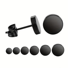 6 Pcs Stainless Steel Round Stud Earrings Set 3 4 5 6 8mm