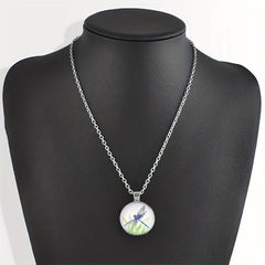 Dragonfly Round Bead Pendant Necklace - Jewelry Gift