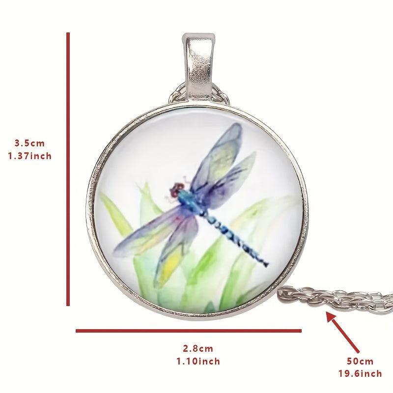 Dragonfly Round Bead Pendant Necklace - Jewelry Gift