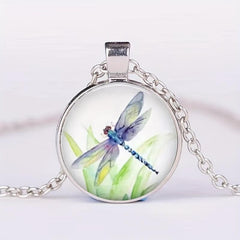 Dragonfly Round Bead Pendant Necklace - Jewelry Gift