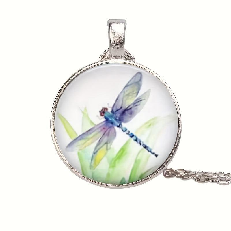 Dragonfly Round Bead Pendant Necklace - Jewelry Gift