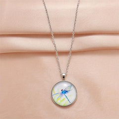 Dragonfly Round Bead Pendant Necklace - Jewelry Gift