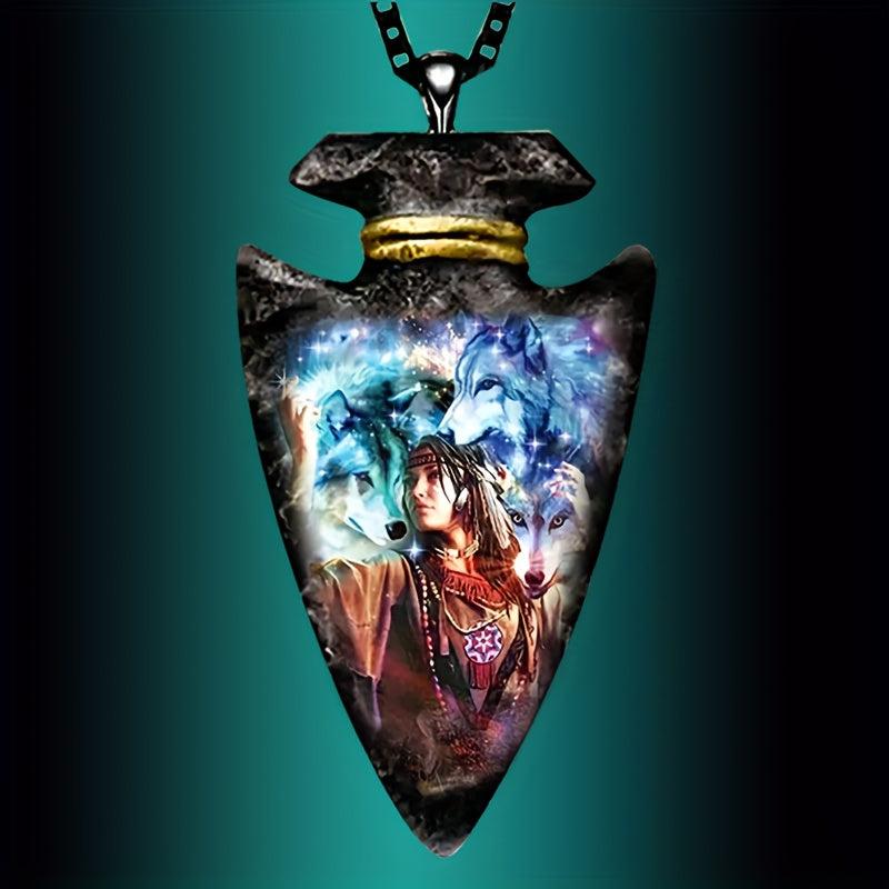 Gothic Style Tribal Beauty Wolf Pattern Totem Necklace