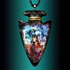 Gothic Style Tribal Beauty Wolf Pattern Totem Necklace