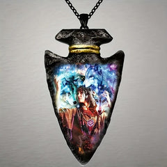 Gothic Style Tribal Beauty Wolf Pattern Totem Necklace