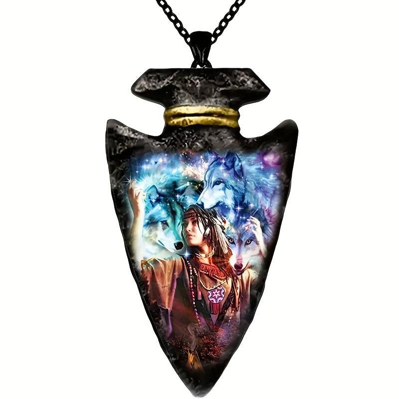 Gothic Style Tribal Beauty Wolf Pattern Totem Necklace