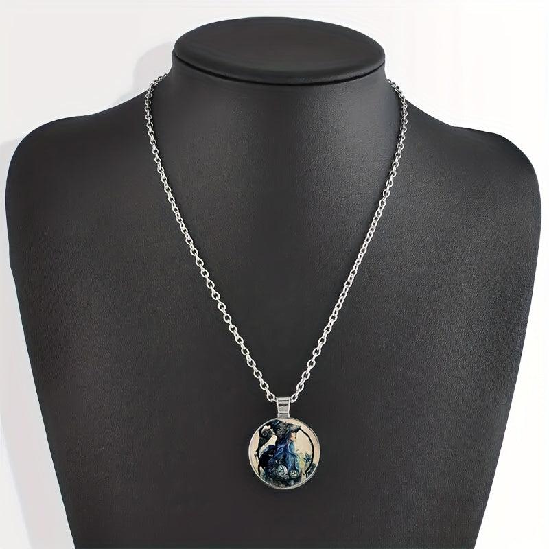 Round Witch Bead Pendant Necklace Men Women Gift