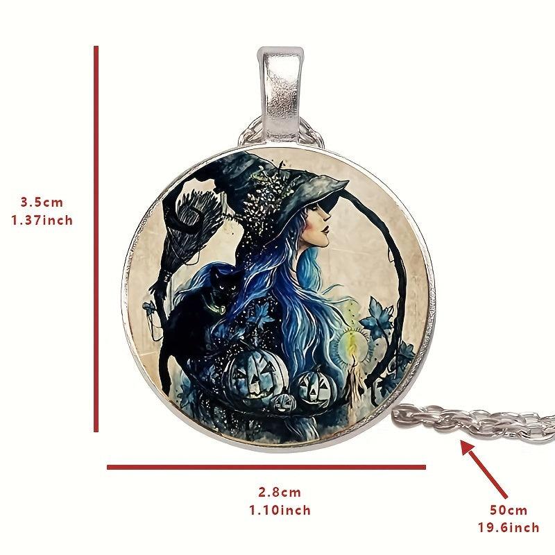 Round Witch Bead Pendant Necklace Men Women Gift