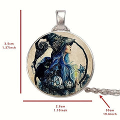 Round Witch Bead Pendant Necklace Men Women Gift