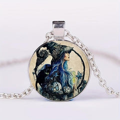 Round Witch Bead Pendant Necklace Men Women Gift