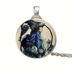 Round Witch Bead Pendant Necklace Men Women Gift