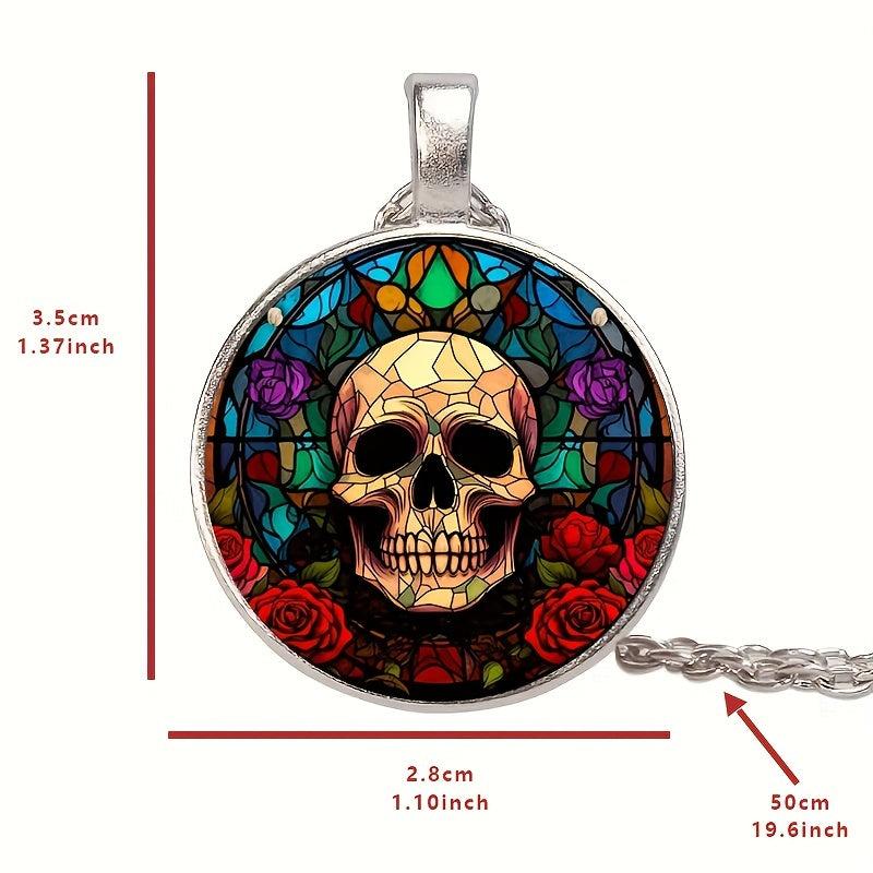 Halloween Skull Crystal Bead Pendant Necklace for Men and Women