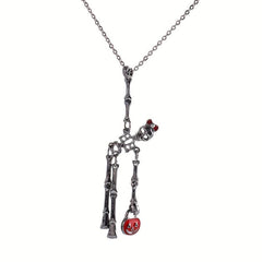 2pcs Halloween Skeleton Earrings & Pumpkin Key Chain Necklace Set