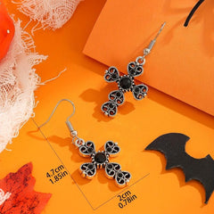 Halloween Style Artificial Diamond Cross Earrings