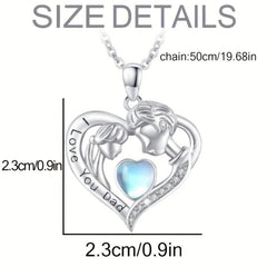 Artificial Moonstone Father And Daughter Pendant Necklace Father's Gift