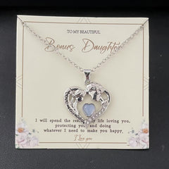 Artificial Moonstone Father And Daughter Pendant Necklace Father's Gift