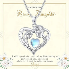 Artificial Moonstone Father And Daughter Pendant Necklace Father's Gift