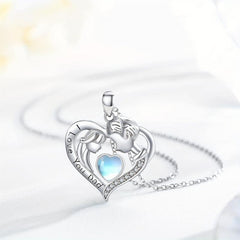 Artificial Moonstone Father And Daughter Pendant Necklace Father's Gift