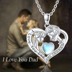 Artificial Moonstone Father And Daughter Pendant Necklace Father's Gift