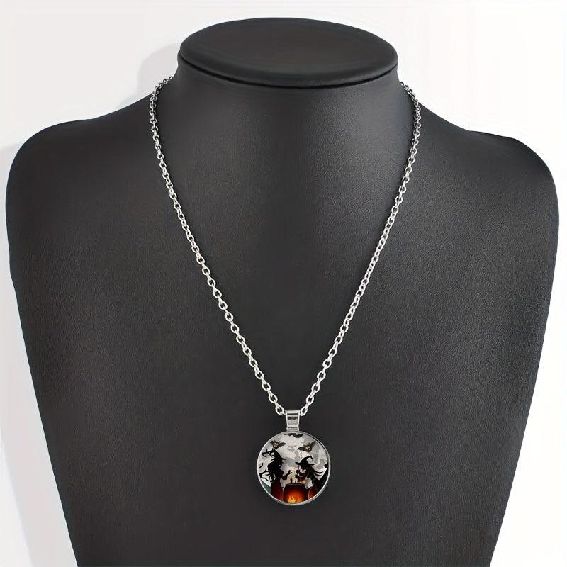 Round Witch Crystal Bead Pendant Necklace for Men and Women