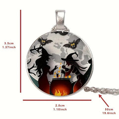 Round Witch Crystal Bead Pendant Necklace for Men and Women