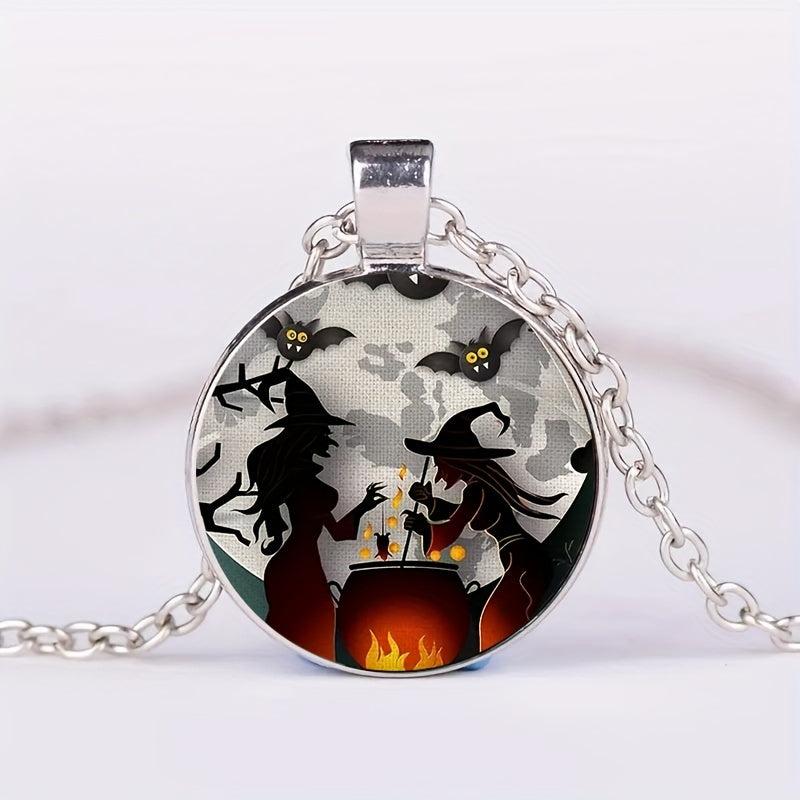 Round Witch Crystal Bead Pendant Necklace for Men and Women