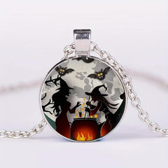Round Witch Crystal Bead Pendant Necklace for Men and Women