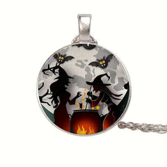 Round Witch Crystal Bead Pendant Necklace for Men and Women