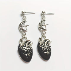 Unique Halloween Gothic Earrings Blood Red Heart Pendant