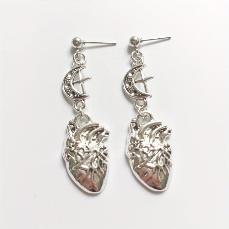 Unique Halloween Gothic Earrings Blood Red Heart Pendant