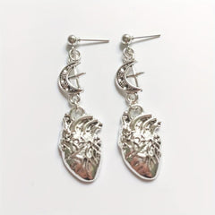 Unique Halloween Gothic Earrings Blood Red Heart Pendant