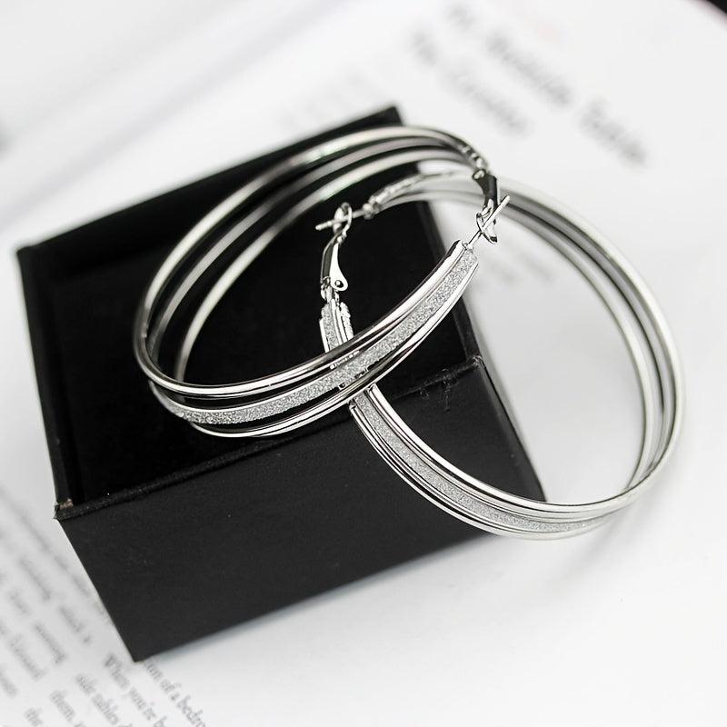 Exaggerated Frosted Hoop Earrings Party Jewelry