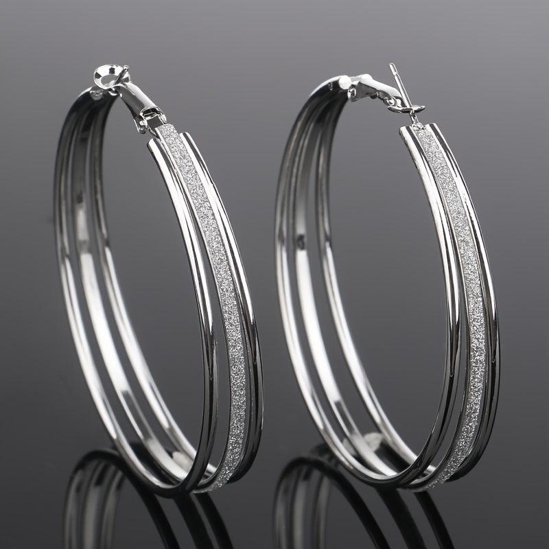 Exaggerated Frosted Hoop Earrings Party Jewelry