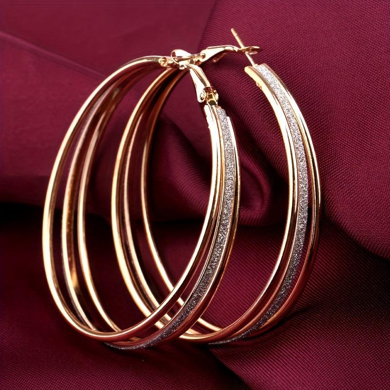 Exaggerated Frosted Hoop Earrings Party Jewelry