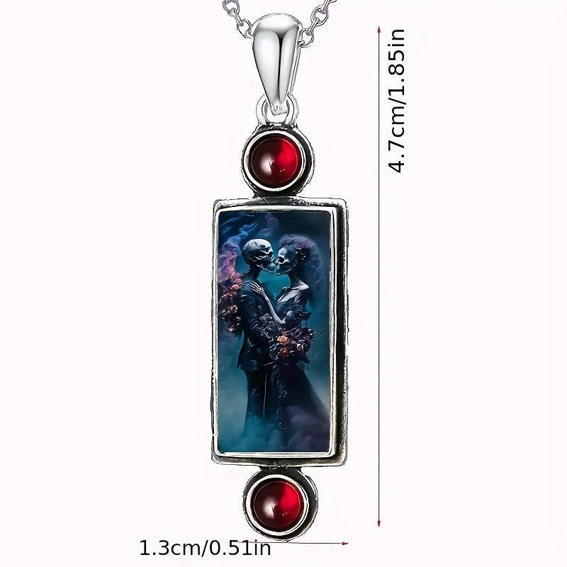 Gothic Romantic Skull Couple Pendant Necklace Party Jewelry