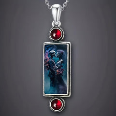 Gothic Romantic Skull Couple Pendant Necklace Party Jewelry