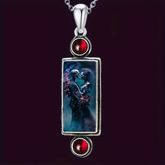 Gothic Romantic Skull Couple Pendant Necklace Party Jewelry